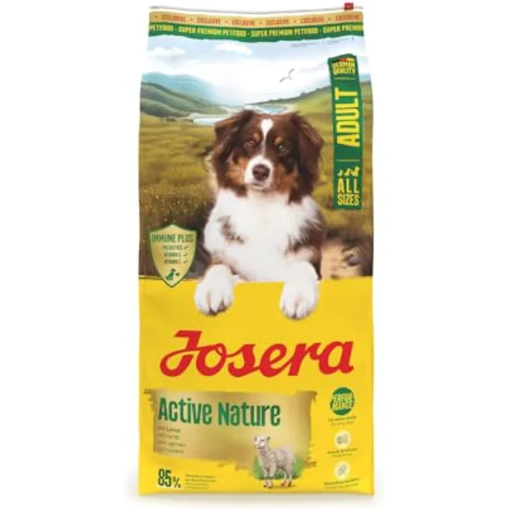 Josera All Sizes Adult Active Nature, glutenfreies Trockenfutter für aktive Hunde mit Lamm, 12,5 kg