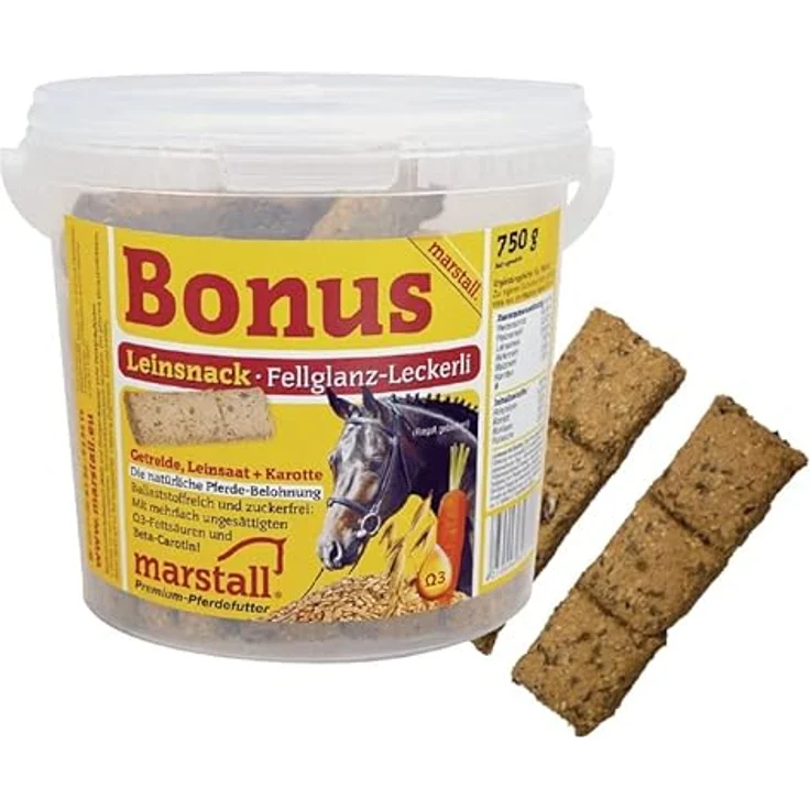 marstall Premium-Pferdefutter Bonus Leinsnack, 5 kg Packung mit hochwertigen Leinsamen – Bild 1