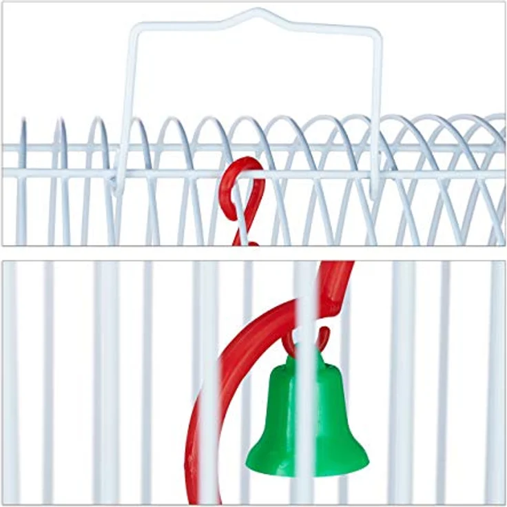 Relaxdays Vogelkäfig und Voliere, Innenbereich Käfig mit verstellbaren Sitzstangen und Hängeschaukel, herausnehmbarer Boden – Bild 9