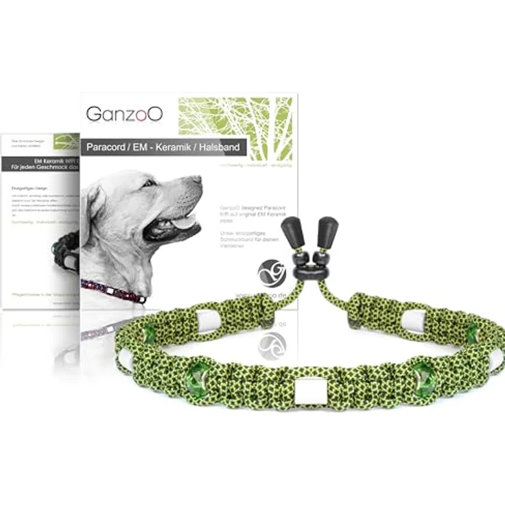 Ganzoo EM Keramik Hunde-Halsband aus Paracord 550, atmungsaktives Zierhalsband mit EM Tubes und Zier-Perlen, wasserfest, verstellbar, Größe S (33-42 cm), Diamant Schlange – Bild 1
