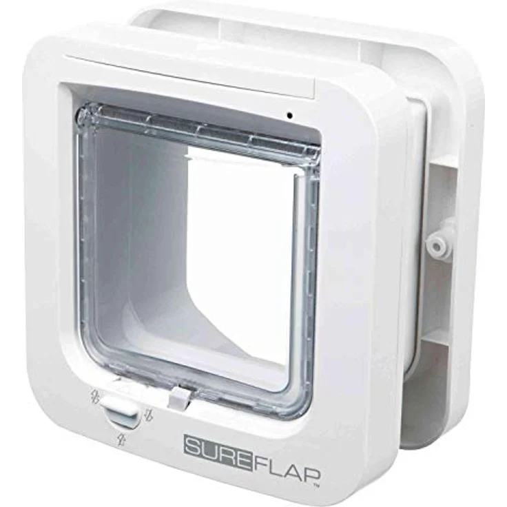 SureFlap Sure Petcare Mikrochip Katzenklappe, mit RFID-Halsbandanhänger, Ein-Tasten-Steuerung, weiß, batteriebetrieben (4 AA, nicht enthalten) – Bild 4