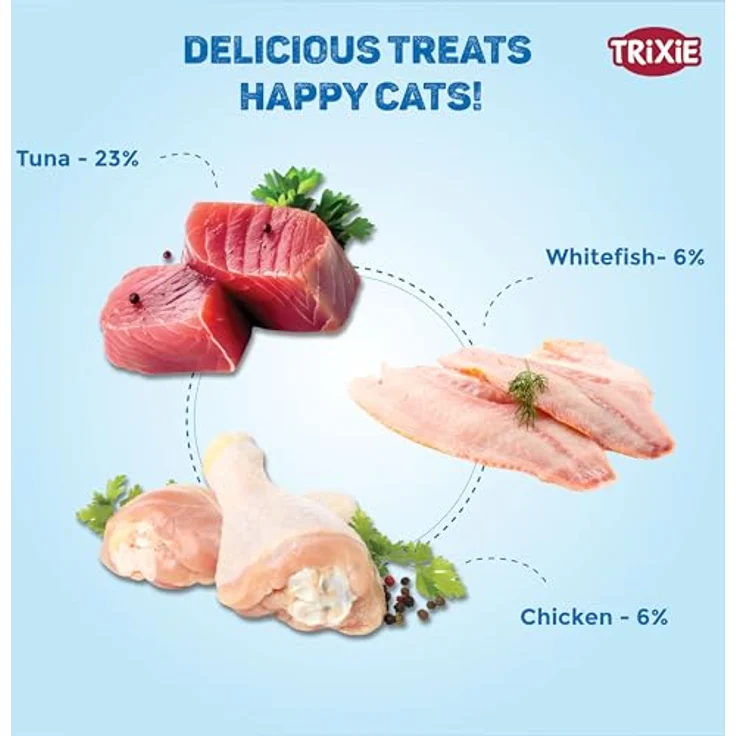 Trixie Cremiger Snack mit Thunfisch und Weißfisch, Katzen-Nassfutter, 6 Stück à 14 g, 29% Fischgehalt – Bild 4