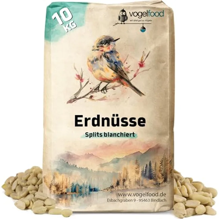 Samore Erdnüsse 10 kg blanchiert, ohne Schale, halbe und ganze Erdnüsse für Vogelfutter, proteinreich und energieliefernd