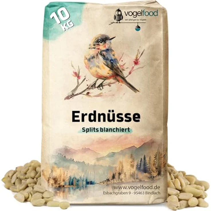 Samore Erdnüsse 10 kg blanchiert, ohne Schale, halbe und ganze Erdnüsse für Vogelfutter, proteinreich und energieliefernd – Bild 1