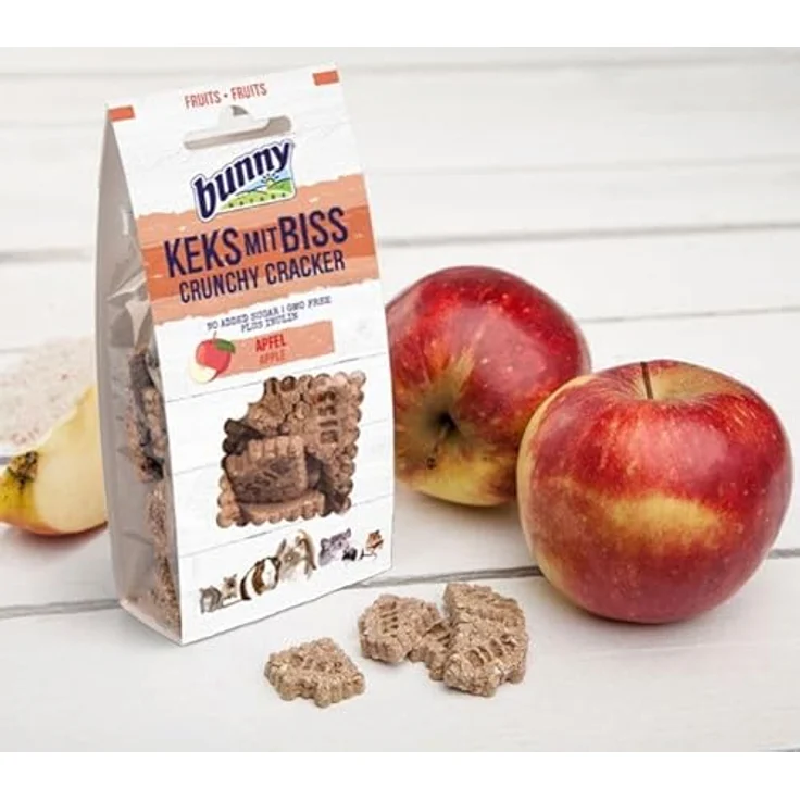 Bunny Keks mit Biss Apfel, 50 g, Ergänzungsfuttermittel für Kleintiere mit Inulin zur Förderung der Darmgesundheit – Bild 3
