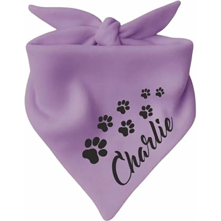 Kleiner Fratz Hunde Dreiecks Halstuch, Flieder, Gr. 2 (68 cm), personalisierbar mit Namen, hochwertiger Druck, waschbar bis 40 Grad – Bild 1