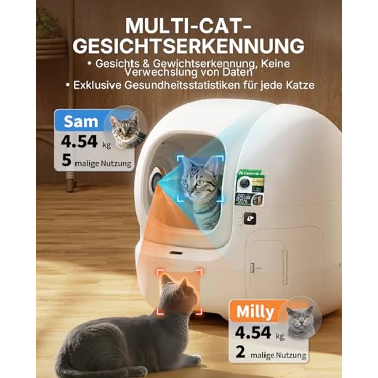 PETKIT PUROBOT Max Pro 2 Selbstreinigende Katzentoilette mit KI-Kamera, Präziser Mehrkatzen-Erkennung und Hygienischem Kordelzugsystem für Mehrere Katzen – Bild 4
