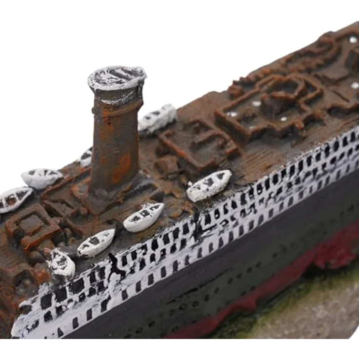 relaxdays Aquariendeko Titanic, detailreiches Schiffwrack aus ungiftigem Kunstharz, 9 x 38,5 x 5 cm, bunt – Bild 7