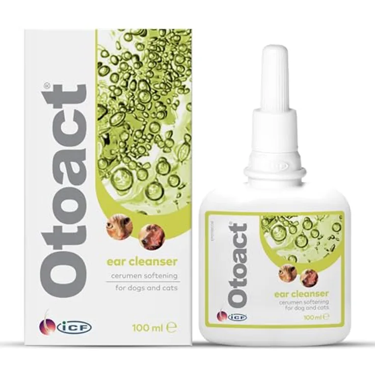 ICF Otoact Ohrenreiniger für Hunde & Katzen, sanfte Ohrreinigungslösung, entfernt Ohrenschmalz & unterstützt Ohrenhygiene, 100ml
