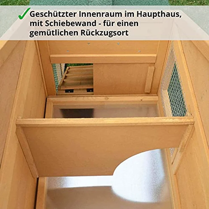 zooprinz Kaninchenstall Haupthaus mit Kuschelplatz, wetterfestes Kleintiergehege mit 2 Ebenen und großer Kotschublade für Hasen, Meerschweinchen und Kaninchen – Bild 3