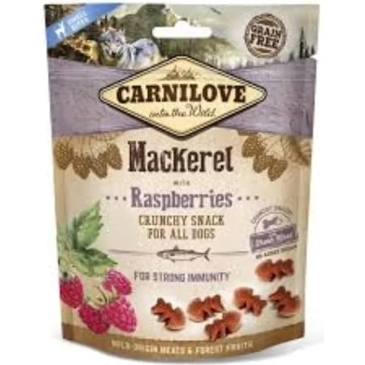 CARNILOVE Crunchy Mackerel with Raspberries, Hunde-Snack im Doppelpack, 2 x 200 g, getreide- und kartoffelfrei, reich an Omega-3-Fettsäuren, ohne künstliche Zusätze – Bild 1