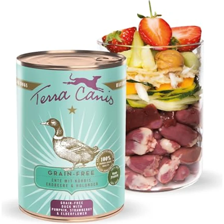 Terra Canis Ente, Kürbis & Erdbeere - Getreidefreies Nassfutter, 400g I Premium Hundefutter in 100% Lebensmittelqualität, allergenarm & glutenfrei – Bild 1
