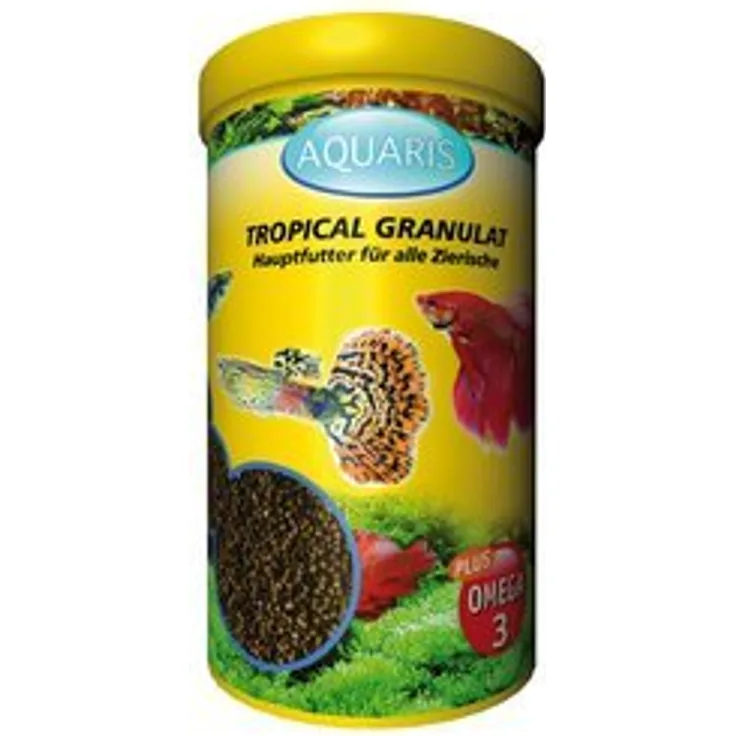 Aquaris Tropical Granulat Zierfischfutter, Hauptfutter für tropische Zierfische, 250 ml, fördert Farbenpracht, Wachstum und Immunsystem