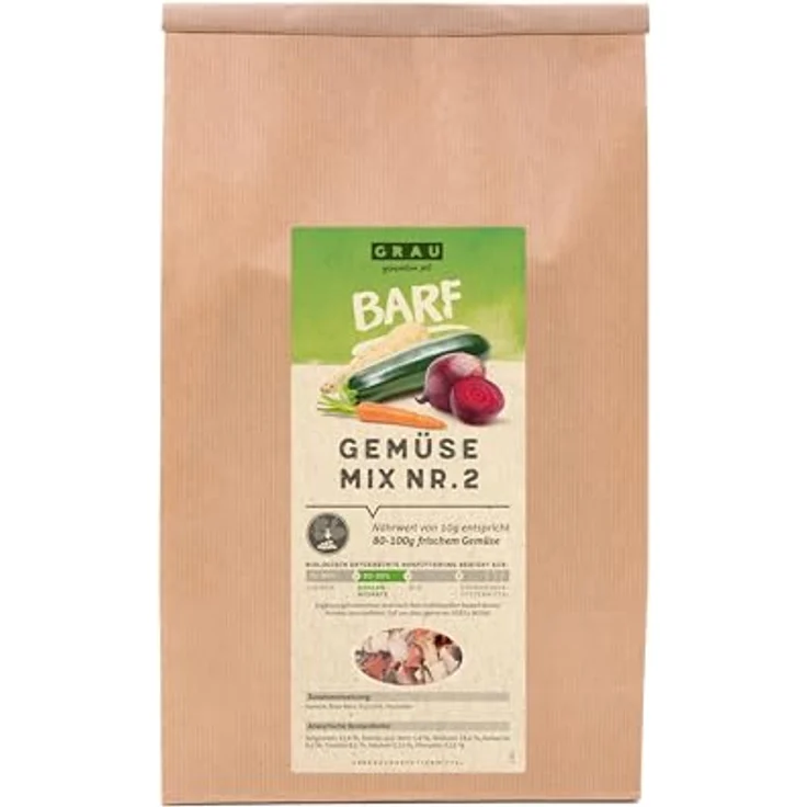 GRAU Trockengemüsemischung zum BARFen für Hunde, Mischung Nr. 2 mit Karotten, Rote Bete, Zucchini und Pastinaken, 1,2 kg – Bild 1
