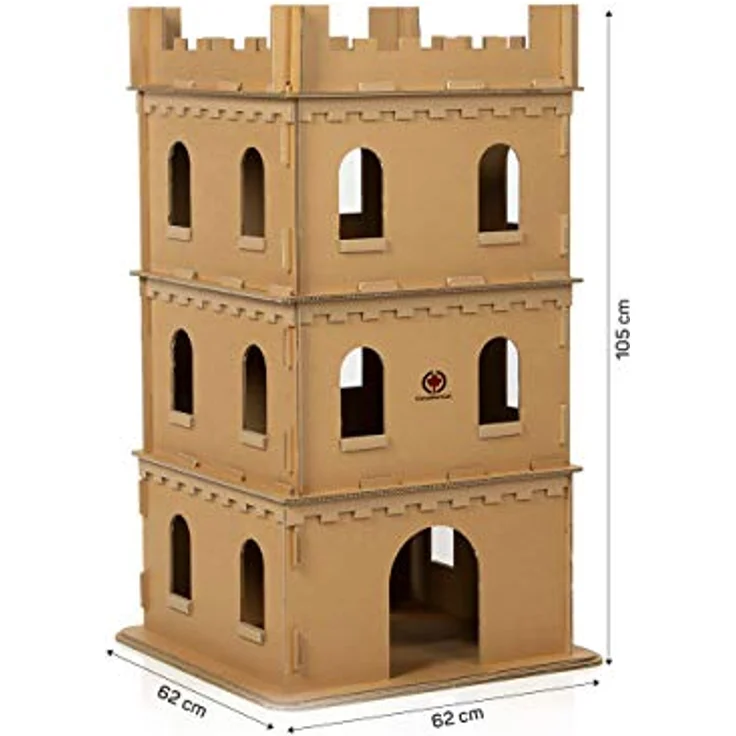 CanadianCat Company Katzenburg XL "Cat Casa Loma", Spielhaus aus stabiler Wellpappe für große Katzen und Mehrkatzenhaushalte, 62 x 62 x 105 cm – Bild 4