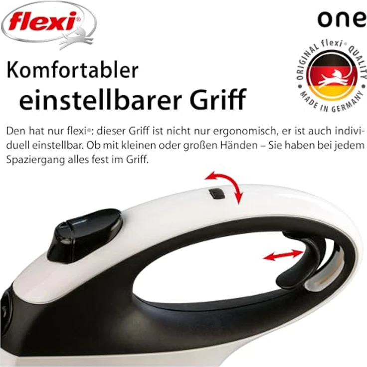 flexi® One Gurt 5 m, Designleine für Hunde bis 30 kg, ergonomisches Schwarz-Weiß-Design, 100% deutsche Qualität – Bild 3
