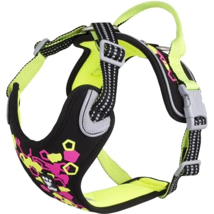 Hurtta Weekend Warrior Neon Hundegeschirr II, reflektierend mit 3M-Reflektoren, Licorice (Lakritz), 75-100 cm – Bild 1