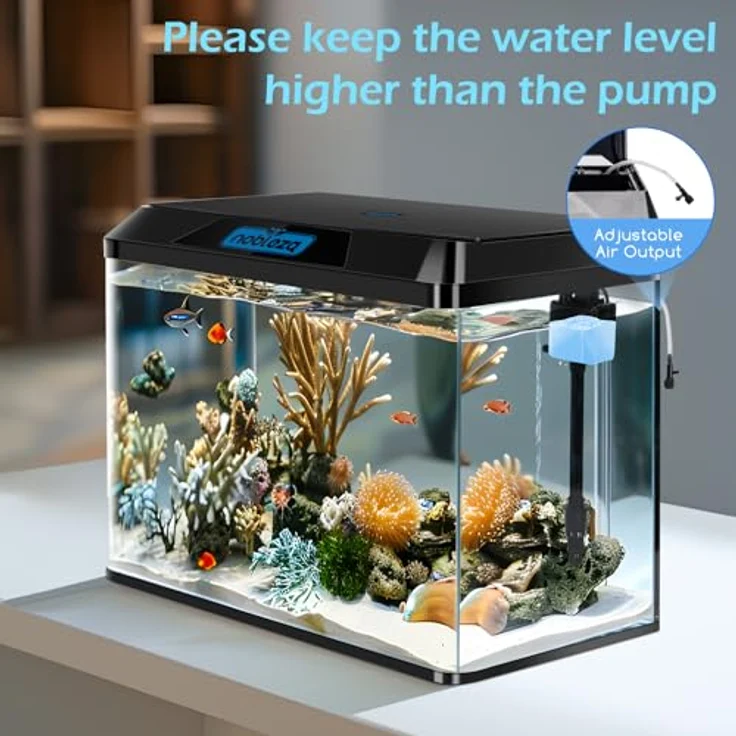 Nobleza 54L Mini Aquarium Komplettset, Nano Aquarium mit LED-Beleuchtung und integriertem Filtersystem, Schwarz – Bild 5