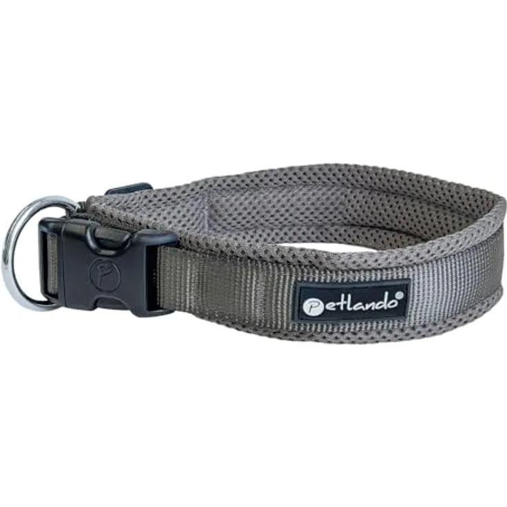 Petlando Mesh Hundehalsband, leicht und atmungsaktiv, stufenlos verstellbar, robust, XXS 30-35cm, Anthrazit