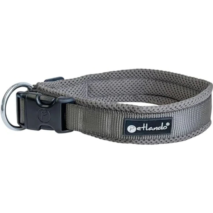 Petlando Mesh Hundehalsband, leicht und atmungsaktiv, stufenlos verstellbar, robust, XXS 30-35cm, Anthrazit – Bild 1