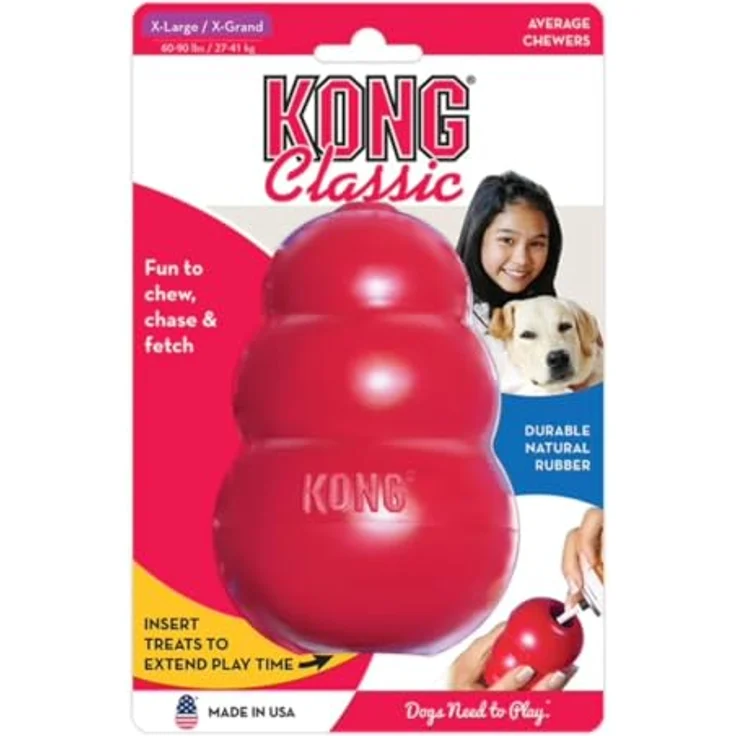KONG Kauspielzeug KONG Classic XL, Naturkautschuk Hundespielzeug in Rot, ideal für Apportierspiele – Bild 2