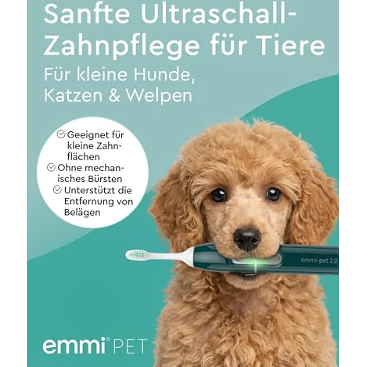 Emmi-pet emmi-PET A1-S2 Ultraschall Aufsteckbürsten, 2er Set für kleine Hunde, Katzen & Welpen, sanfte Zahnpflege ohne Schrubben – Bild 2