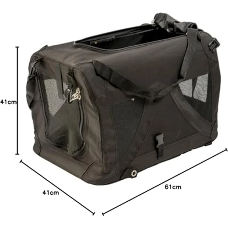 DUVO+ Tiertransporttasche Click & Go Reisetasche schwarz, robustes Nylon, faltbar, für Hunde – Bild 3
