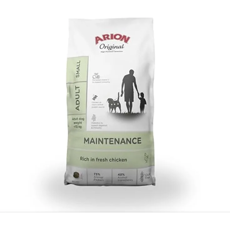 Arion Original Maintenance Hundefutter für kleine Rassen, 7 kg, mit Huhn, glutenfrei, hohe Verdaulichkeit, kleine Krokette