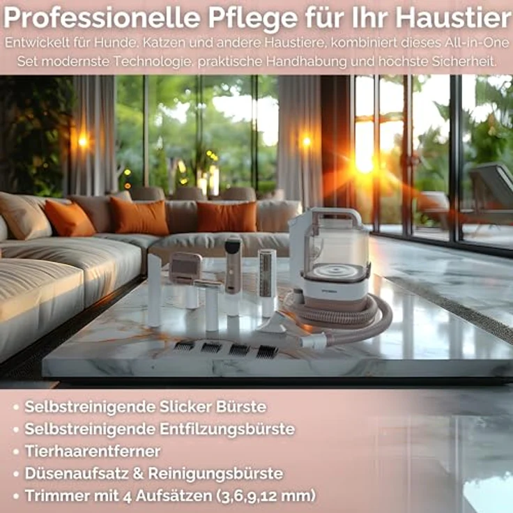 Steinborg® Tierhaarschneidemaschine 7-in-1 mit Staubsauger 13.500 Pa, leise, inkl. Bürsten und Trimmer für Hunde und Katzen, kompaktes Design – Bild 5