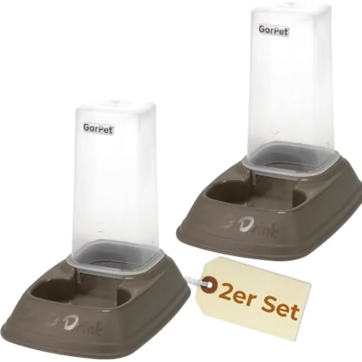 GarPet 2er Set Automatischer Futterspender und Wasserspender 2in1, 700 ml, transparent, spülmaschinenfest für Hunde und Katzen