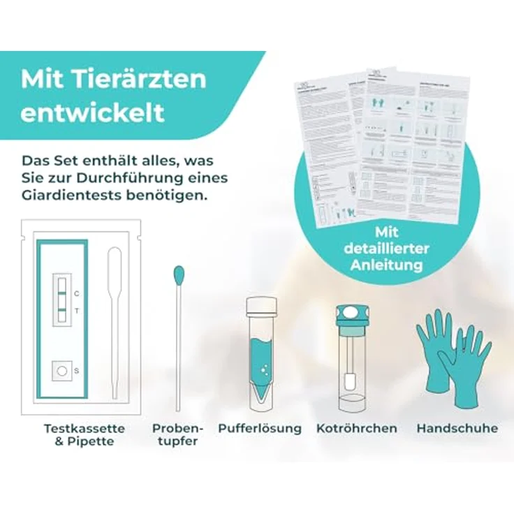 The Home Pet Lab Giardien Schnelltest für Hund & Katze, Laborgeprüft, 10 Tests, einfache Anwendung mit Anleitung in Deutsch und Englisch – Bild 3