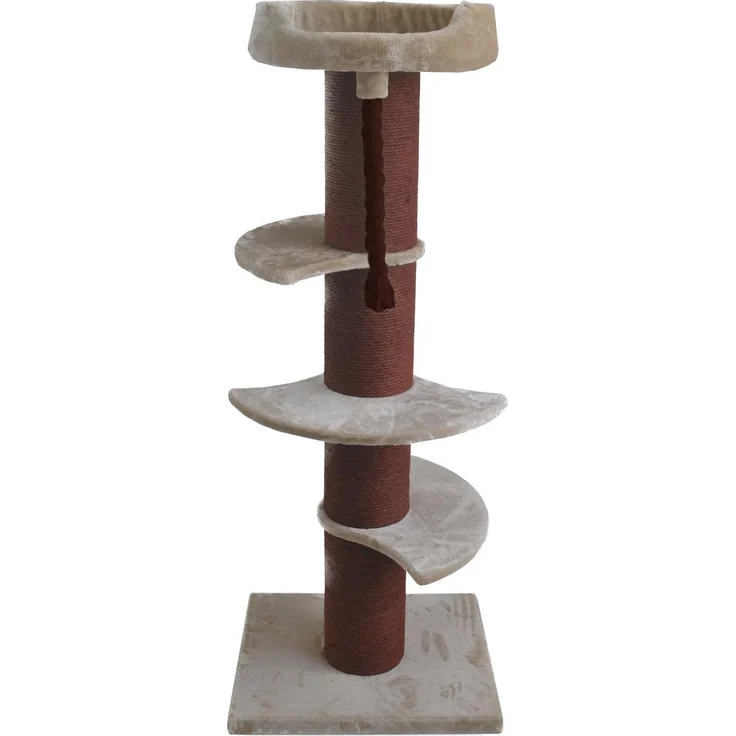 Duvo+ Kratzbaum Gustav, robuster Katzenkratzbaum mit weicher Liegefläche und Spielzeugseil, beige/orange, 154 x 60 x 50 cm