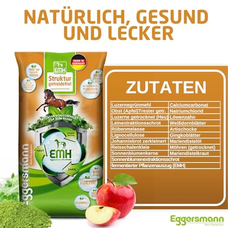 Eggersmann EMH Struktur getreidefrei, 20 kg stärke- und zuckerreduziertes Pferdefutter – Bild 4