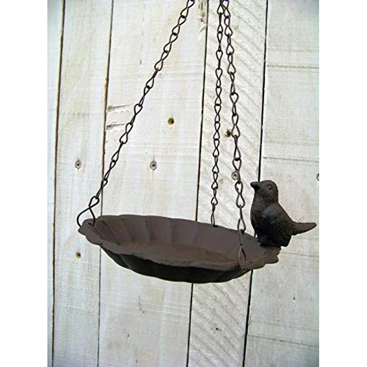 Esschert Design Hängende Vogeltränke, 1 Vogel aus Gusseisen und Schiefer,16,0 x 16,0 x 7,6 cm – Bild 3