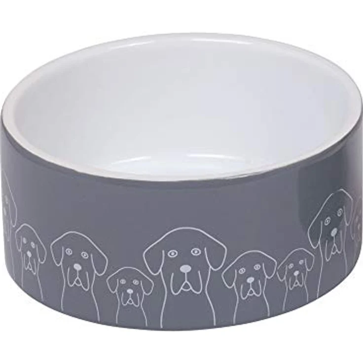 Nobby Keramik Napf Dogs, weiß Ø 18 x 7 cm, 1,10 l, elegantes Design für Hunde