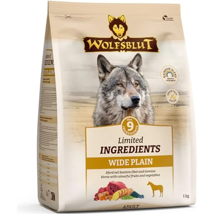 WOLFSBLUT Limited Ingredients Trockenfutter Hund, Adult, 9 Zutaten, Pferd, RAINBOW BLEND, 1 kg – Bild 1