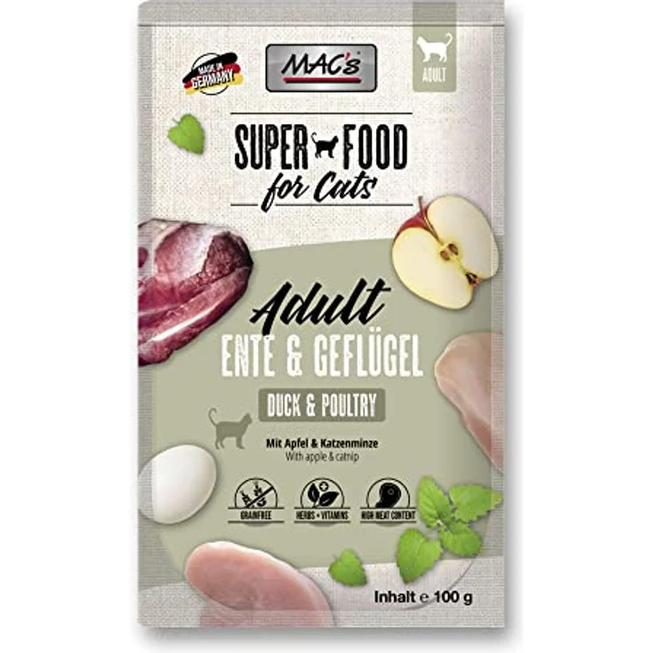 MAC's Ente & Geflügel, Katzen-Nassfutter 12 x 100 g mit 70% Geflügelanteil, darunter 50% Ente – Bild 2