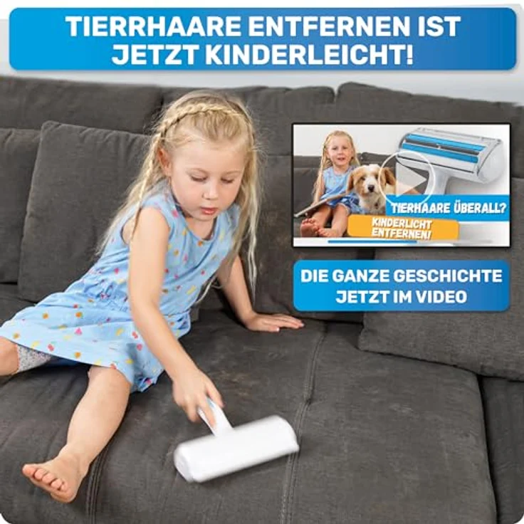 BluePet Tierhaarentferner + Mini Fusselrolle, Wiederverwendbarer Fusselentferner für Hundehaare & Katzenhaare, Waschbar, Ideal für Kleidung, Polster & Teppiche – Bild 4