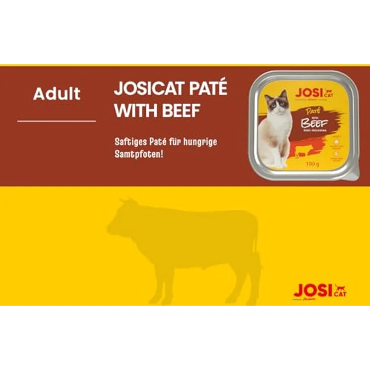 JosiCat Paté mit Rind, Premium Nassfutter für erwachsene Katzen, getreidefrei, mit Vitamin D3 & E, 32 x 100 g, Made in Germany – Bild 3