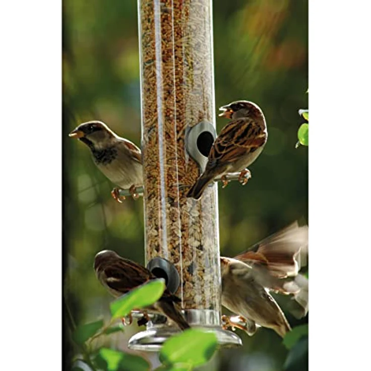 dobar Großer Futtersäule mit Vier Futterplätzen für Vögel, XL-Futterspender für Wildvögel zum Aufhängen, 9,5 x 9,5 x 39 cm, Metall – Bild 5