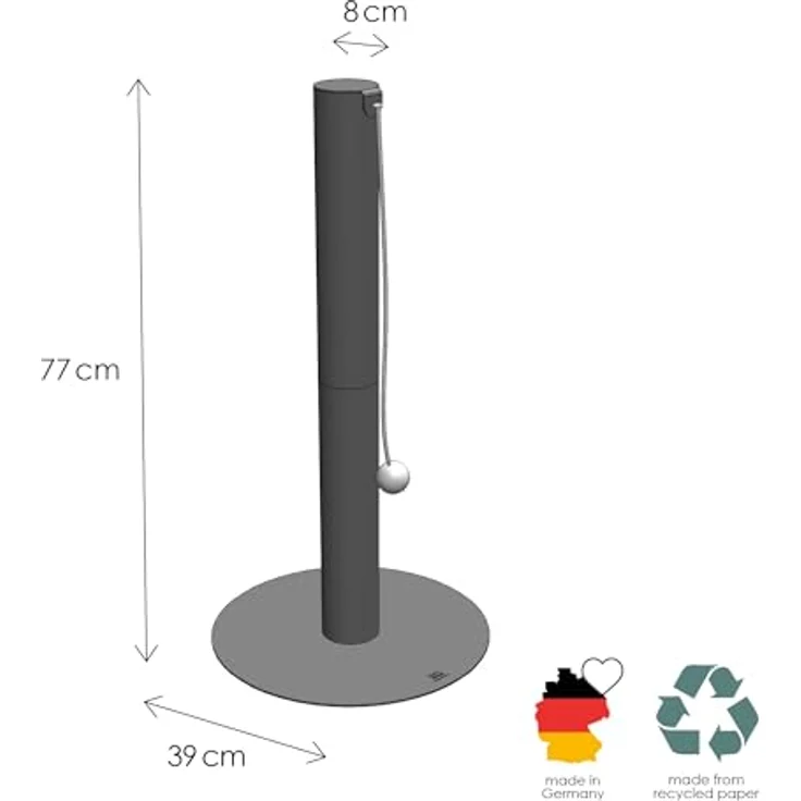 LucyBalu® PAPERPOLE Katzen Kratzsäule freistehend aus Papierseil, stabiler Kratzstamm mit Spielball, weiß – Bild 3