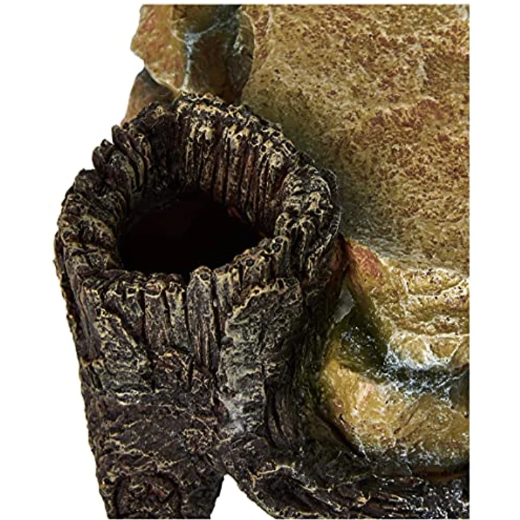 Trixie Aquariendekoration Felsplateau mit Baumstamm, langlebig aus Polyesterharz, 16,5x25x9,5 cm, auch für Terrarien geeignet – Bild 3