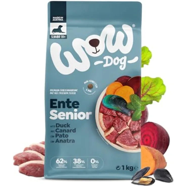 WOW! Dog TROCKEN Minis SENIOR Ente, Hunde-Trockenfutter für ältere Hunde, 1 kg