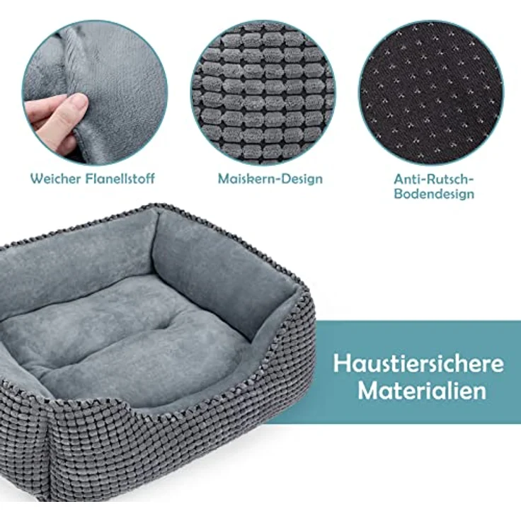 JOEJOY Hundebett XL, Waschbares Plüsch Hundekorb für große Hunde, 89x63x23cm, Rutschfeste Unterseite, Erhöhter Rand – Bild 3