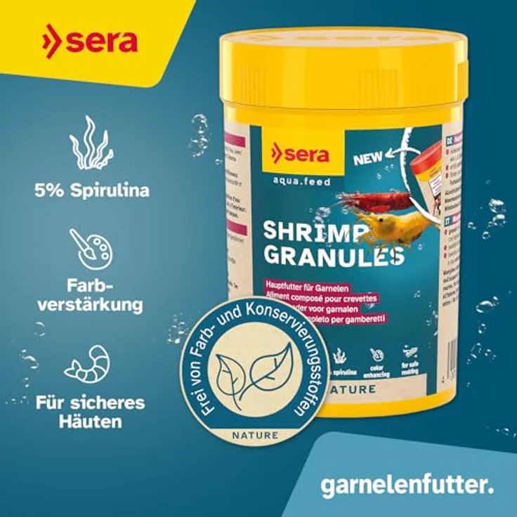 sera Shrimp Granules, Garnelenfutter für gesundes Wachstum, sinkendes Granulat, 100 ml (55 g), fördert Farbintensität und sichere Häutung – Bild 2