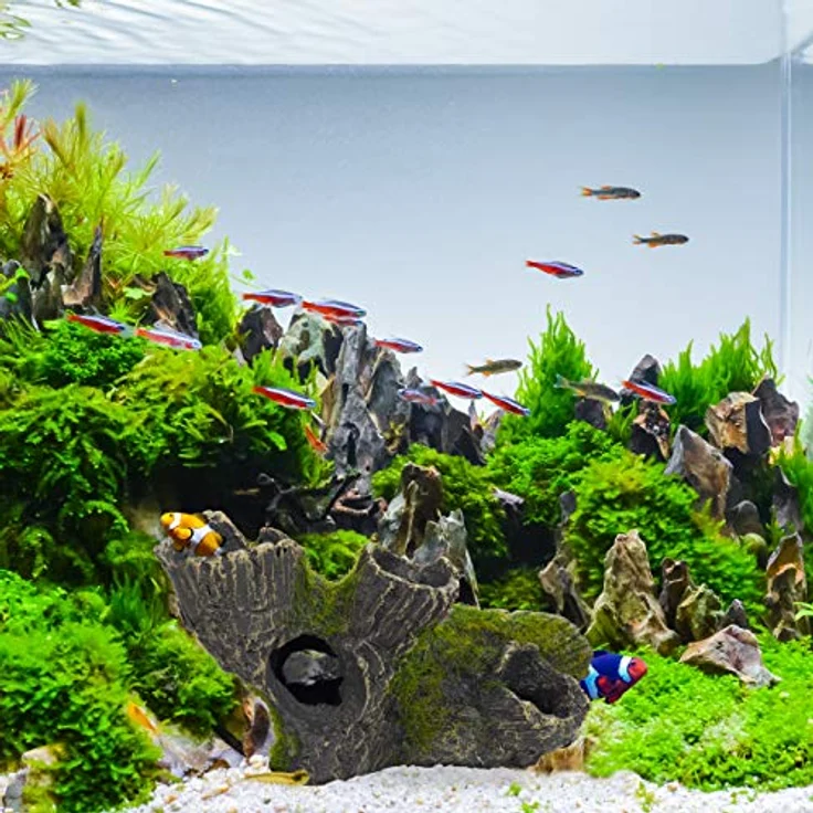Relaxdays Aquarium Deko Höhle, Kunstharz Steindeko in grau-grün, 3D-Optik, HxB: 7 x 15 cm – Bild 5