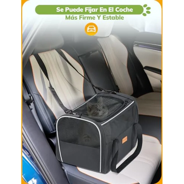 morpilot Katzentransportbox für Katzen und Welpen bis 5kg, geräumige Hundetasche mit Sicherheitsreißverschlüssen, atmungsaktives Mesh-Design, geeignet für Auto, Bahn und Flugzeug – Bild 5