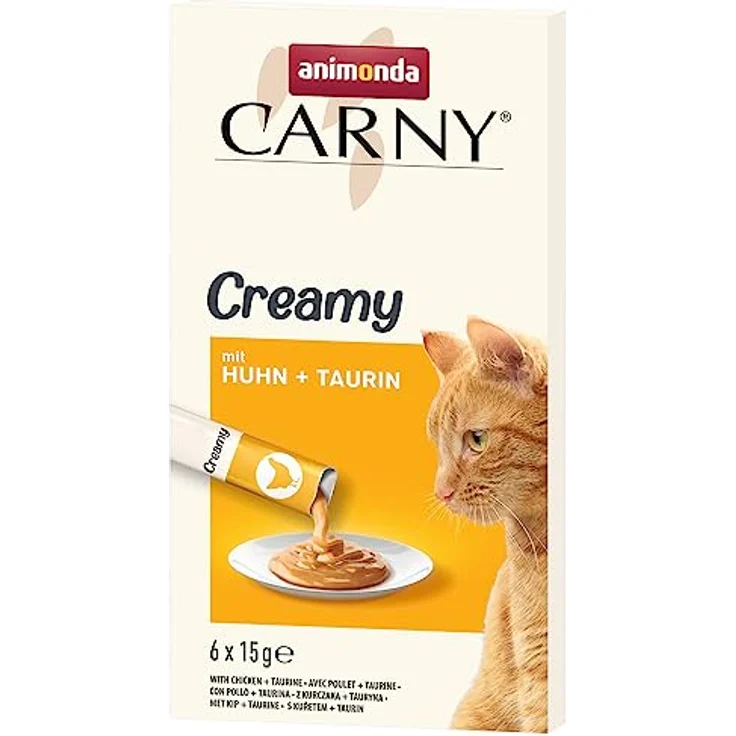 animonda Carny Creamy Katzensnack (6 x 15g), Premium Katzensnack mit zartem Huhn, taurinhaltig und zuckerfrei – Bild 1
