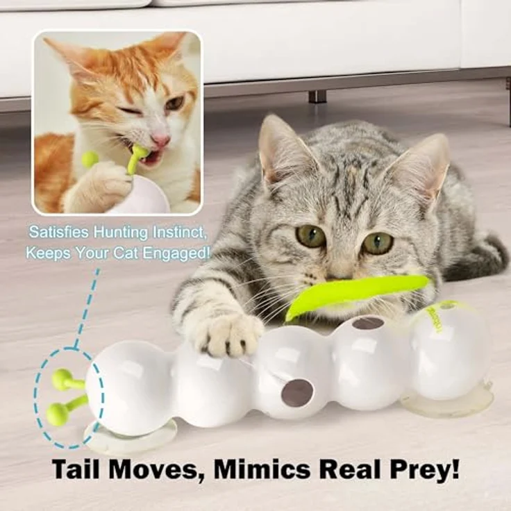 All for Paws AFP Interactives Wack'A'Worm Post, Katzenspielzeug mit bewegungsaktiviertem Schwanz und USB-Ladefunktion – Bild 3