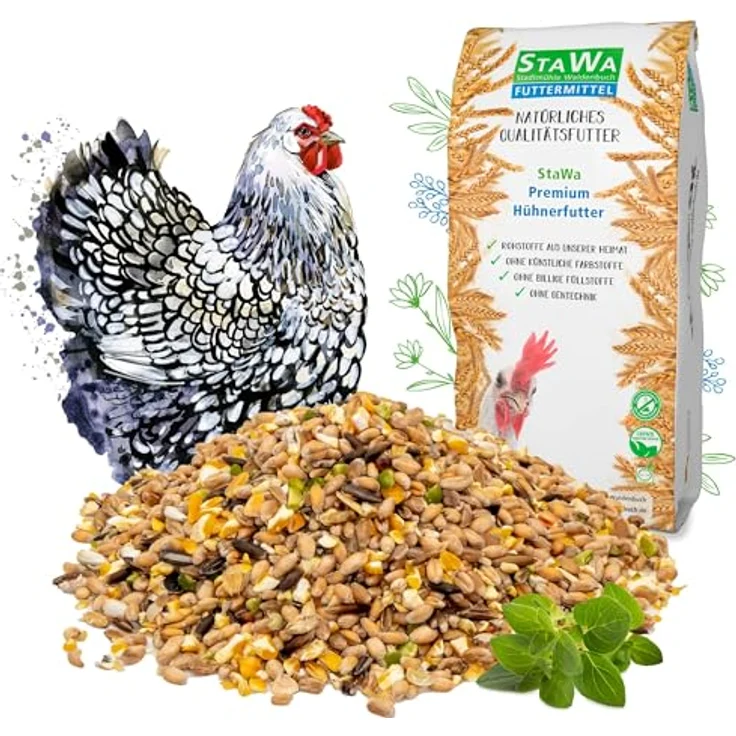 STAWA Premium Hühnerfutter, Geflügelkörnerfutter ohne Gentechnik, mit Oregano-Öl und Pfefferminz-Öl, 5 kg – Bild 1